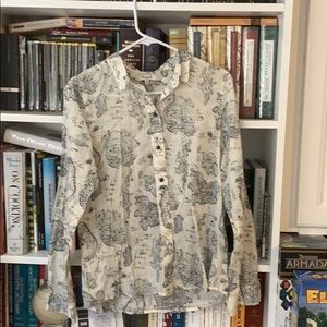 Madewell Map Print Button up Shirt size Medium
